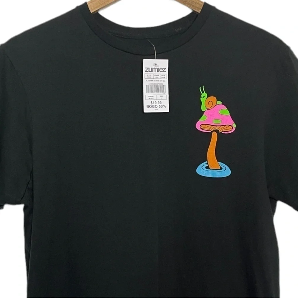 A-lab Trip On This Mushroom Tee T-Shirt Black NWT